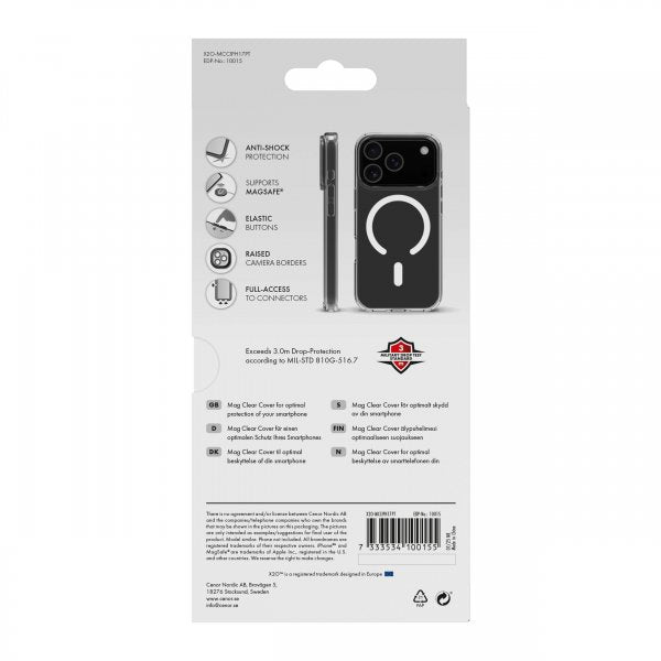 X2O iPhone 17 Pro Deksel Mag Clear Transparent