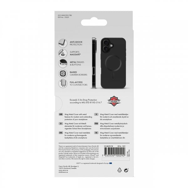 X2O iPhone 17 Deksel Mag Metal Svart