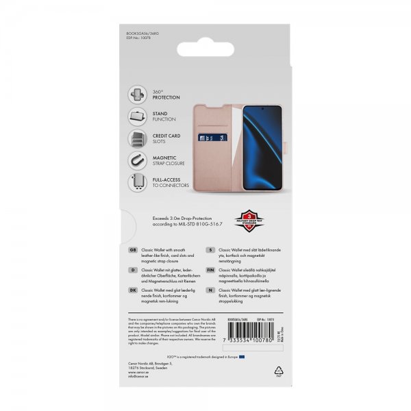 X2O Samsung Galaxy A36/Galaxy A56 Etui Classic Wallet Rosegull