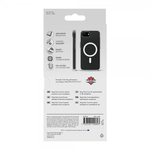X2O iPhone 16e/17e Deksel Mag Clear Transparent