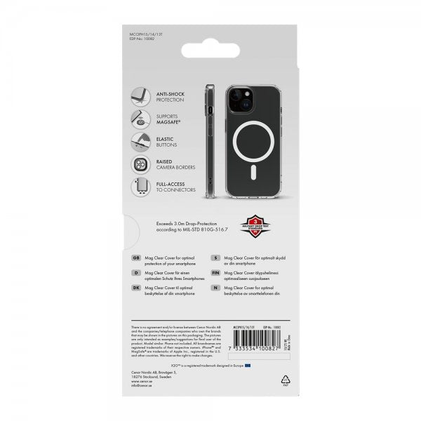 X2O iPhone 13/14/15 Deksel Mag Clear Transparent