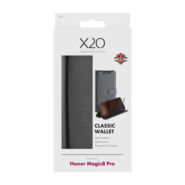 X2O Honor Magic 8 Pro Etui Classic Wallet Svart