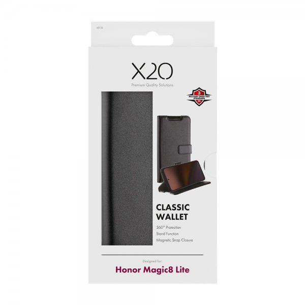 X2O Honor Magic 8 Lite Etui Classic Wallet Svart