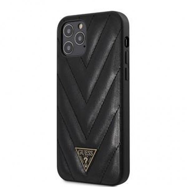 Guess iPhone 12 Pro Max Deksel V Tikattu Svart