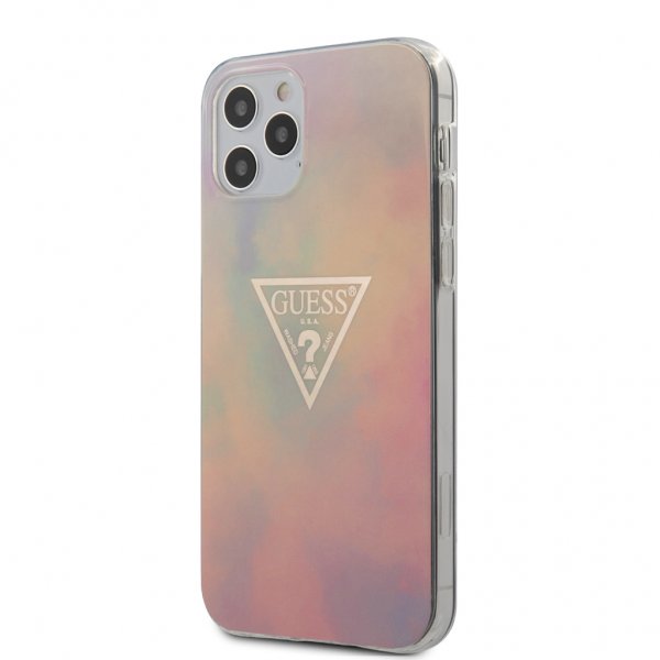 Guess iPhone 12 Pro Max Deksel Gold Triangle Rosa