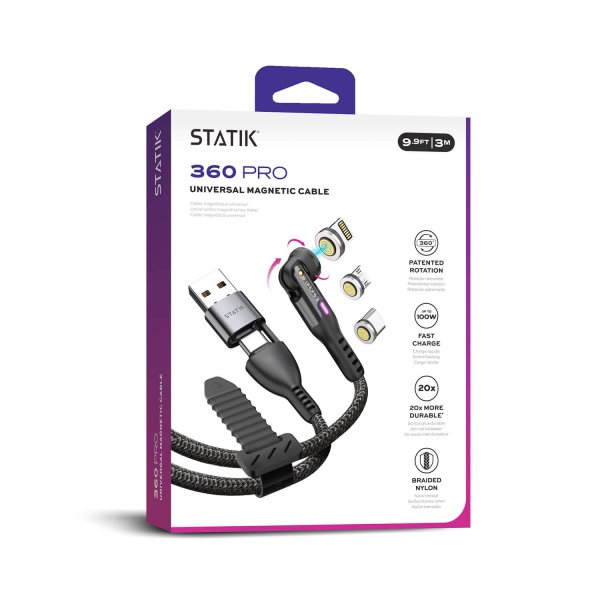 Statik Kabel 360 Pro USB-C/LIghtning/Micro-USB 1m Svart