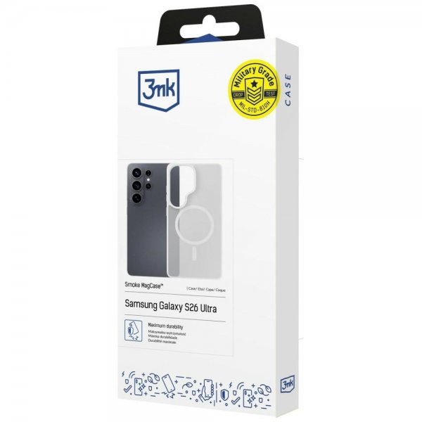 3mk Samsung Galaxy S26 Ultra Deksel Smoke MagCase Hvit