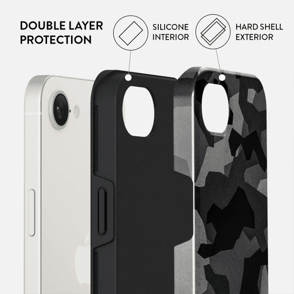 Burga iPhone 16e/iPhone 17e Deksel Tough Night Black Camo