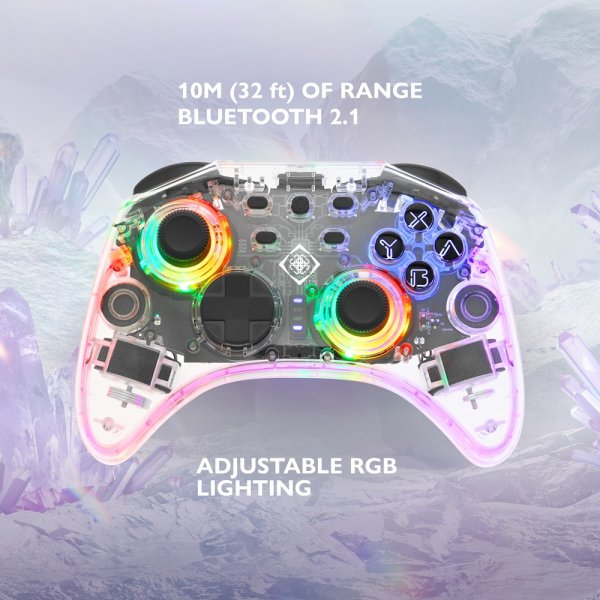 Deltaco Gaming Transparent Wireless Controller for Switch with RGB