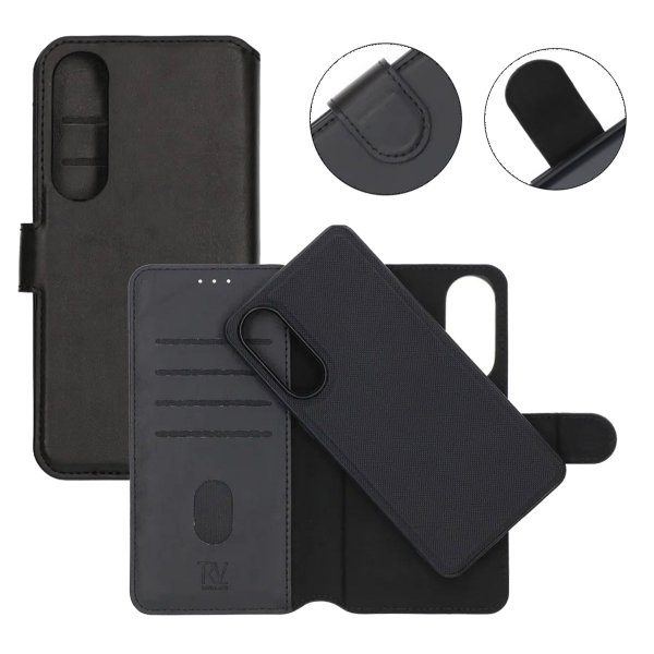 Rvelon Samsung Galaxy S25 FE Etui 4 Kortlomme Avtakbart deksel Svart