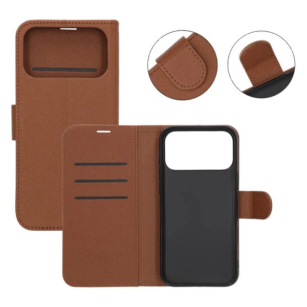 iPhone 17 Pro Etui med Kortlomme stativfunksjon Brun