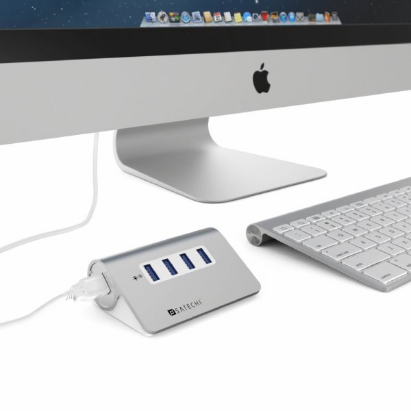 Satechi USB 3.0 Hubb av AirSkin 4 portar Sølv