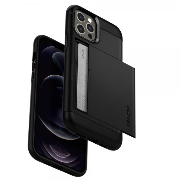 Spigen iPhone 12/iPhone 12 Pro Deksel Slim Armor CS Svart