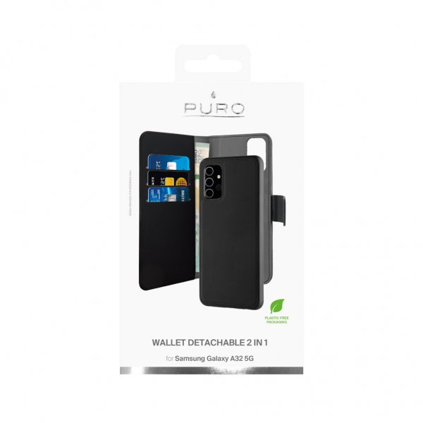 Puro Samsung Galaxy A32 5G Etui Wallet Detachable 2 in 1 Svart