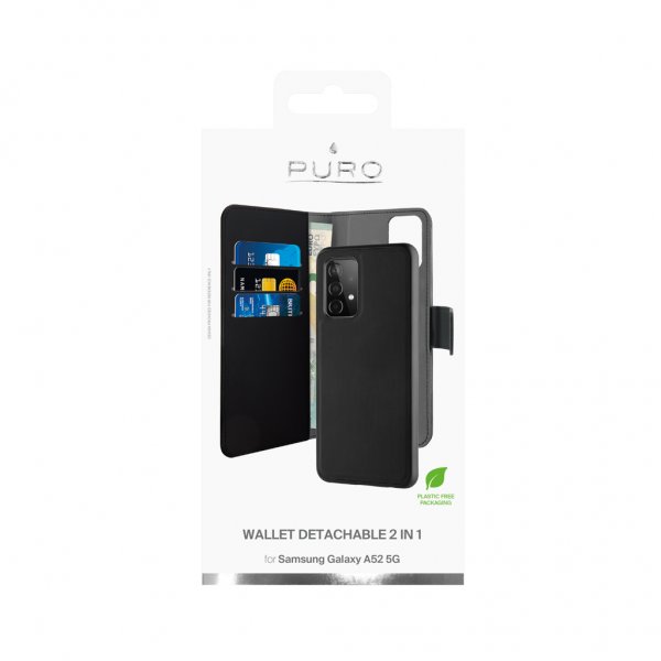 Puro Samsung Galaxy A52/A52s 5G Etui Wallet Detachable 2 in 1 Svart