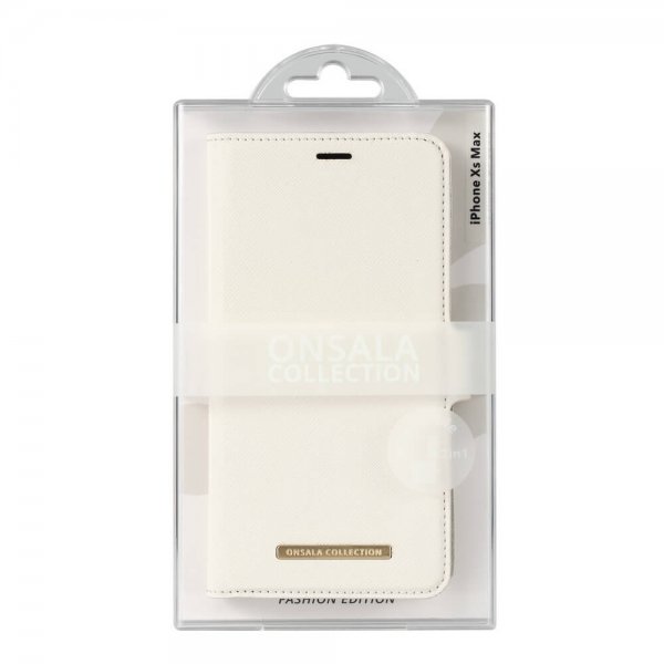 Onsala iPhone Xs Max Etui Fashion Edition Avtakbart Deksel Saffiano Hvit