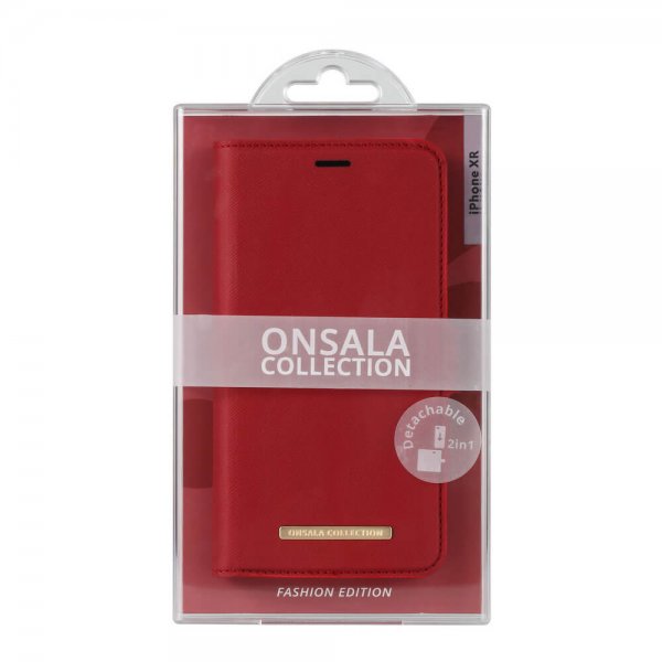 Onsala iPhone Xr Etui Fashion Edition Avtakbart Deksel Saffiano Rød