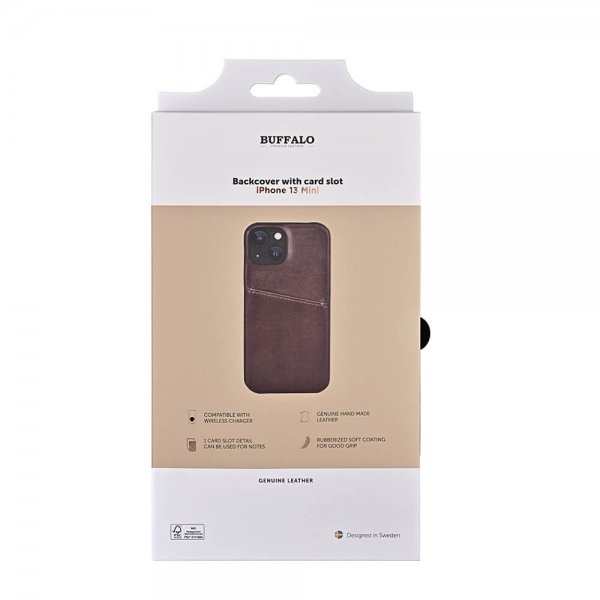 Buffalo iPhone 13 Mini Deksel Backcover with Card Slot Brun