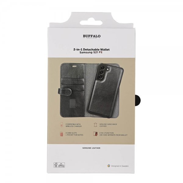 Buffalo Samsung Galaxy S21 FE Etui 2-in-1 Detachable Wallet Svart