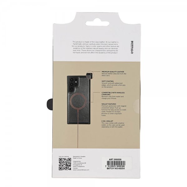 Buffalo Samsung Galaxy S22 Ultra Etui 2-in-1 Detachable Wallet Svart