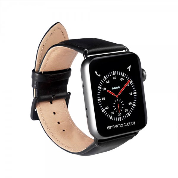 Buffalo Apple Watch 44/45/46mm/Apple Watch Ultra Armbånd Ekte Skinn Svart