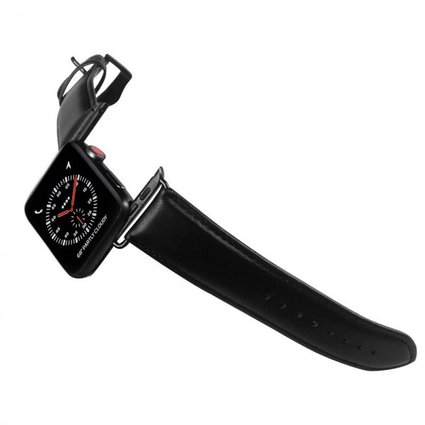 Buffalo Apple Watch 44/45/46mm/Apple Watch Ultra Armbånd Ekte Skinn Svart