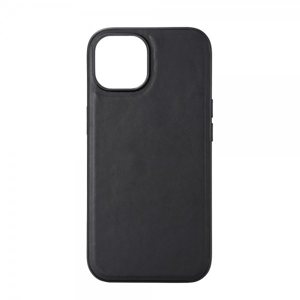 Buffalo iPhone 15 Deksel Ekte skinn MagSeries Svart