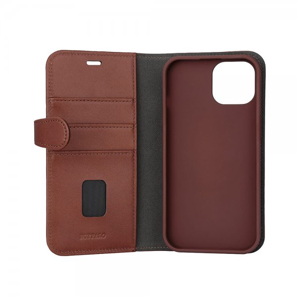 Buffalo iPhone 15 Etui 3 Kortlomme Avtakbart deksel MagSeries Brun
