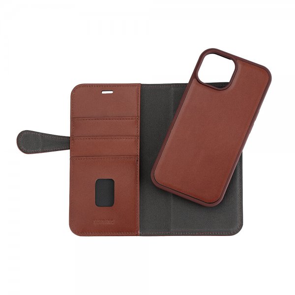 Buffalo iPhone 15 Etui 3 Kortlomme Avtakbart deksel MagSeries Brun