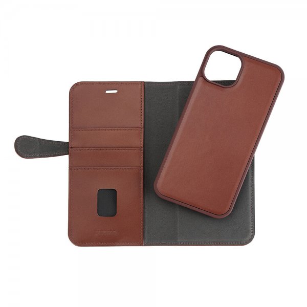 Buffalo iPhone 15 Plus Etui 3 Kortlomme Avtakbart deksel MagSeries Brun