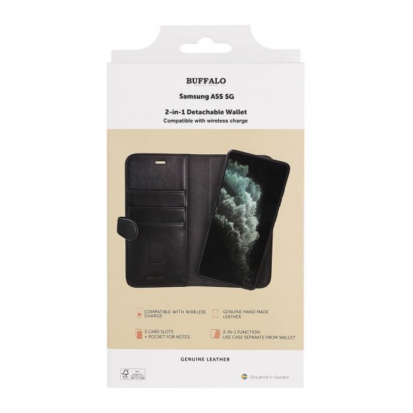 Buffalo Samsung Galaxy A55 Etui 2-in-1 Detachable Wallet Svart