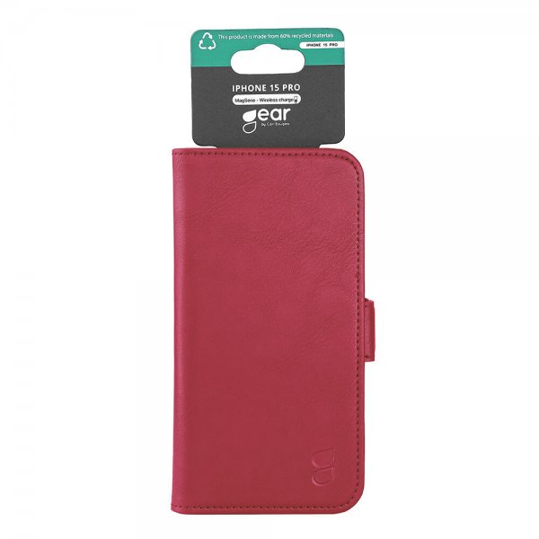 Gear iPhone 15 Pro Etui 3 Kortlomme MagSeries Deep Red