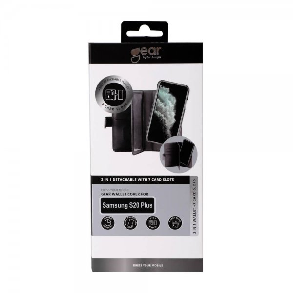Gear Samsung Galaxy S20 Plus Etui 7 Kortlomme Avtakbart deksel Svart