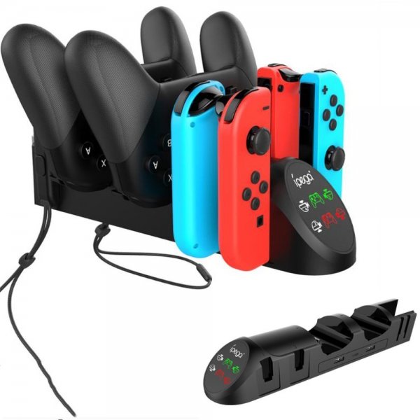 Ipega 6 i 1 ladestasjon for Nintendo Switch kontrollere