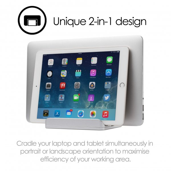 desire2 Dobbel Bordsstativ for Tablet Mac/Ultrabooks Justerbar Aluminium