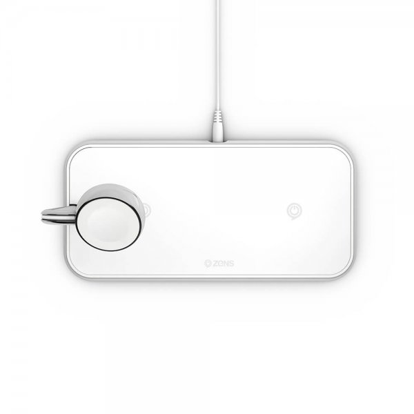 Zens Dual+Watch Aluminium Trådløs Charger Hvit