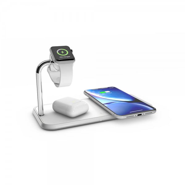 Zens Dual+Watch Aluminium Trådløs Charger Hvit
