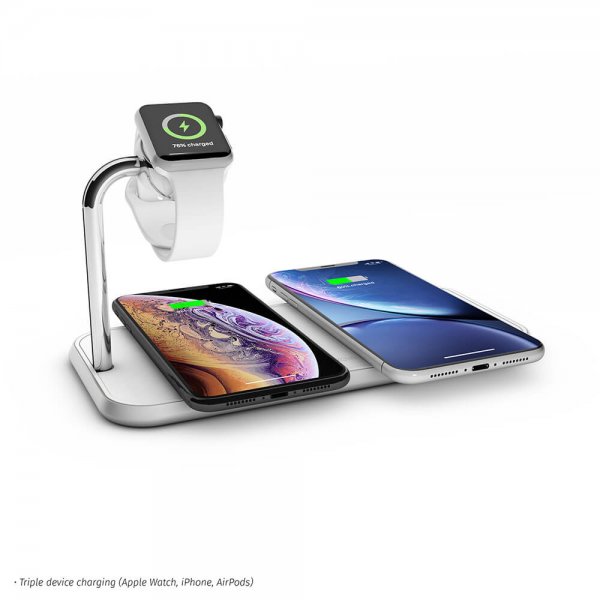 Zens Dual+Watch Aluminium Trådløs Charger Hvit