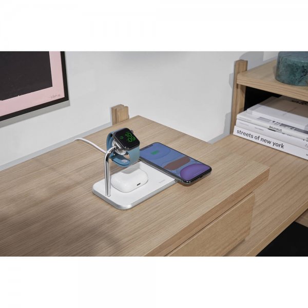 Zens Dual+Watch Aluminium Trådløs Charger Hvit