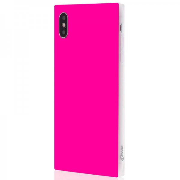 iDecoz iPhone Xs Max Deksel Square Case Neon Rosa