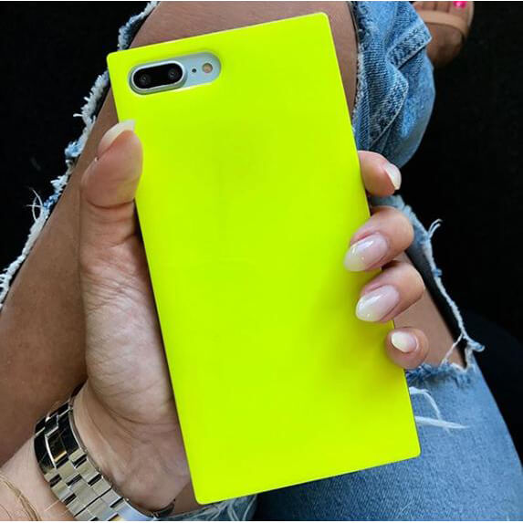 iDecoz iPhone Xr Deksel Square Case Neon Gul