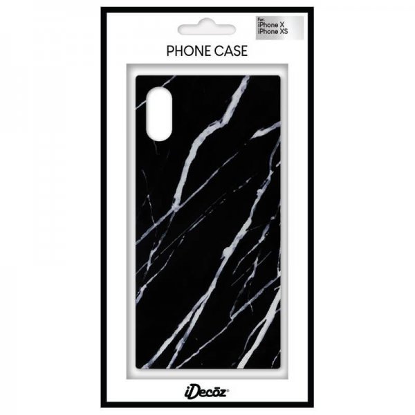 iDecoz iPhone X/Xs Deksel Square Case Marble Svart