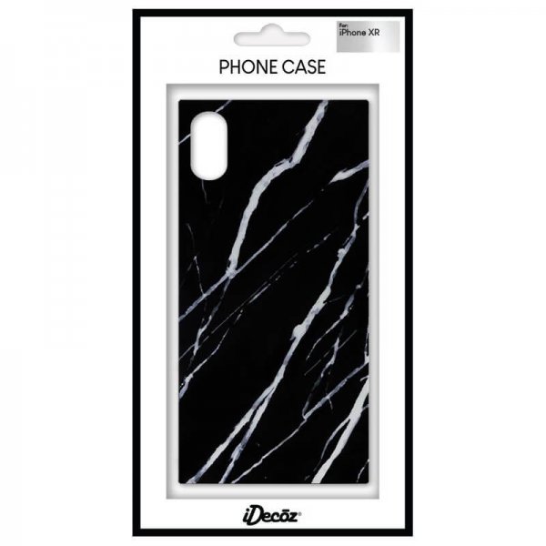 iDecoz iPhone Xr Deksel Square Case Marble Svart