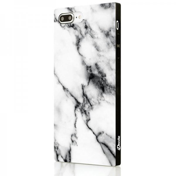 iDecoz iPhone 7 Plus/iPhone 8 Plus Deksel Square Case Marble Hvit