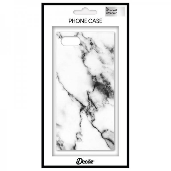 iDecoz iPhone 7/8/SE Deksel Marmormønster Hvit