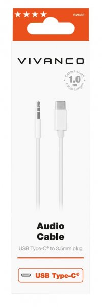 Vivanco Kabel Audio Cable USB-C to 3.5mm 1m Hvit