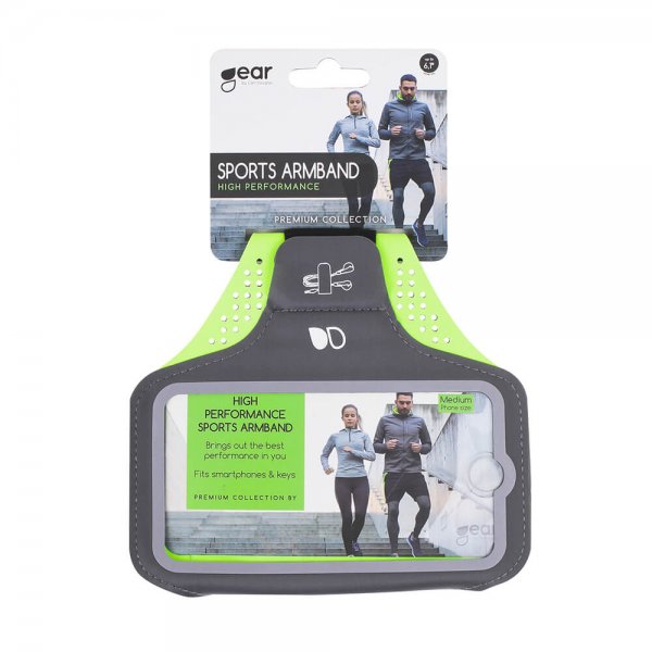 Gear Sportarmbånd Premium Medium 5.5" Grå/Gul