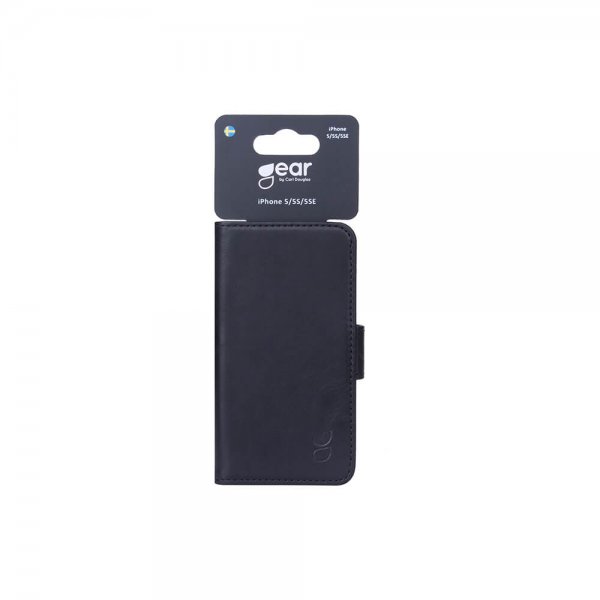 Gear iPhone 5/5S/SE 2016 Etui med To Kortlommer Svart