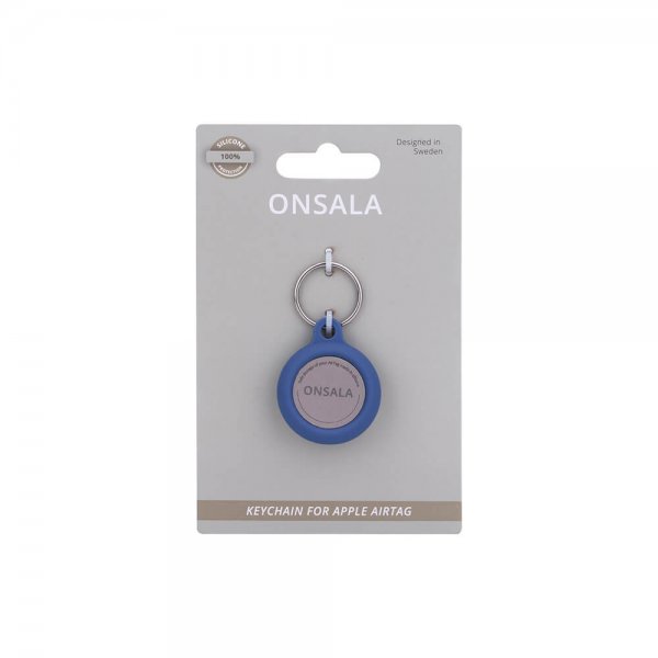 Onsala Apple AirTag Holder Silikon med Nøkkelring Blå