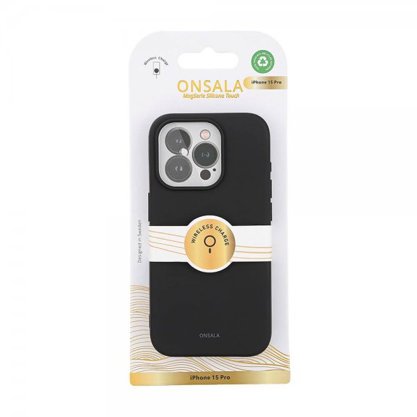 Onsala iPhone 15 Pro Deksel Silicone Touch MagSeries Svart